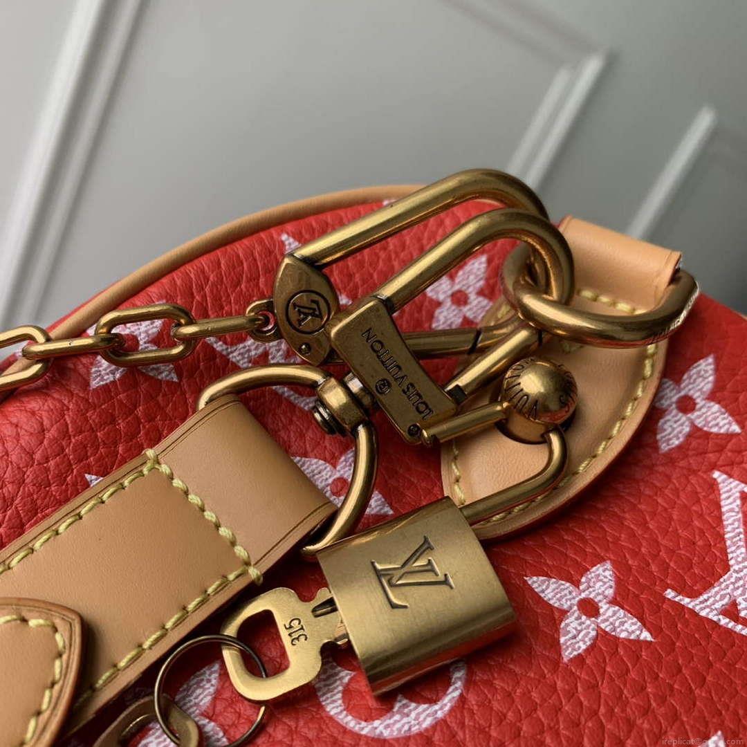 LV M24425 Louis Vuitton Speedy P9 Bandoulière 25 Bag Monogram Leather Red