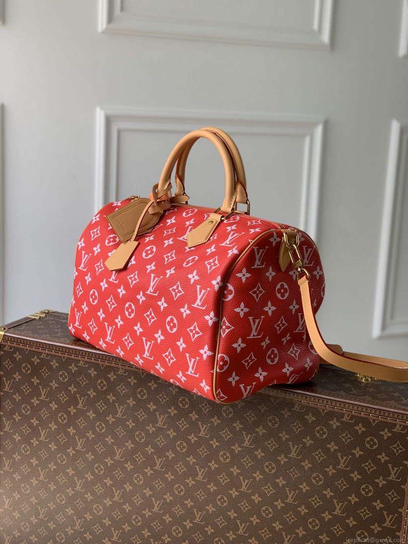 LV M24420 Louis Vuitton Speedy P9 Bandoulière 40 Bag Monogram Leather Red