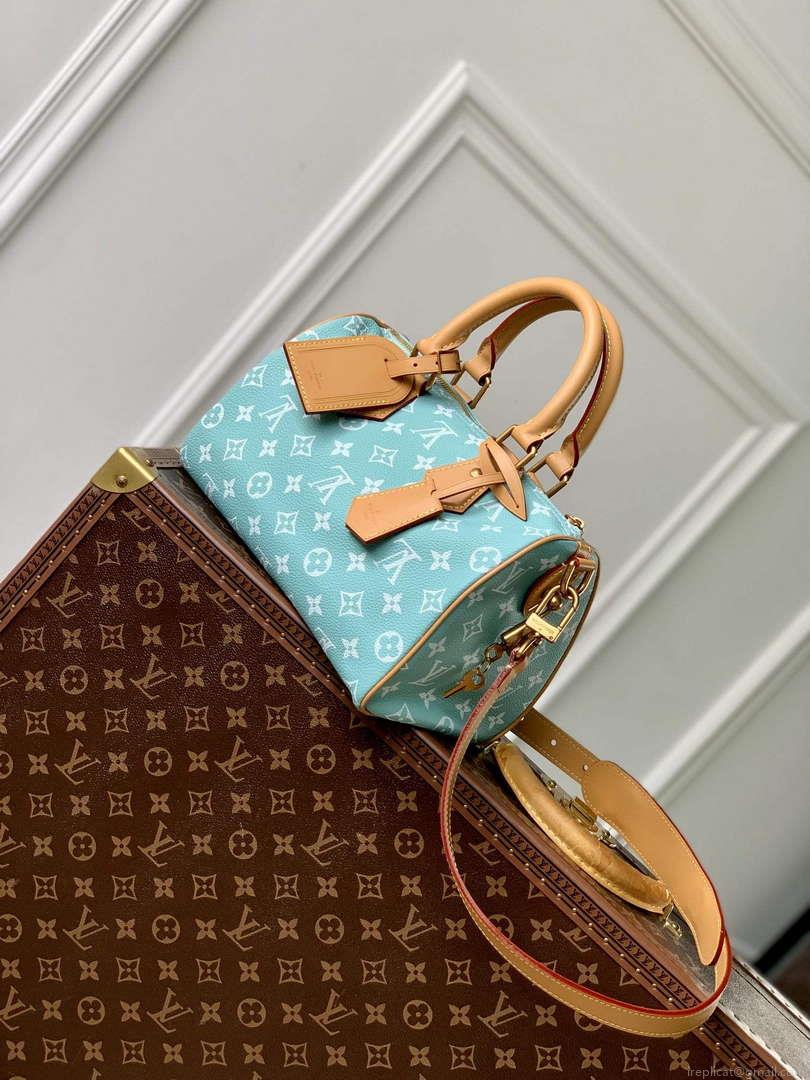 LV M24423 Louis Vuitton Speedy P9 Bandoulière 25 Bag Monogram Leather Light Blue
