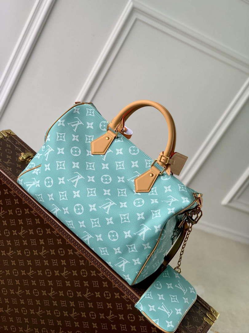 LV M24417 Louis Vuitton Speedy P9 Bandoulière 40 Bag Monogram Leather Light Blue
