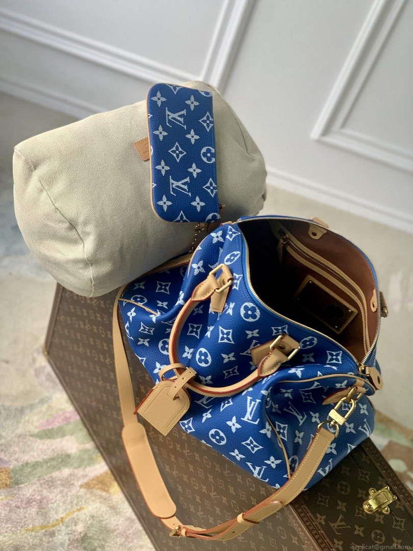 LV M24418 Louis Vuitton Speedy P9 Bandoulière 40 Bag Monogram Leather Blue
