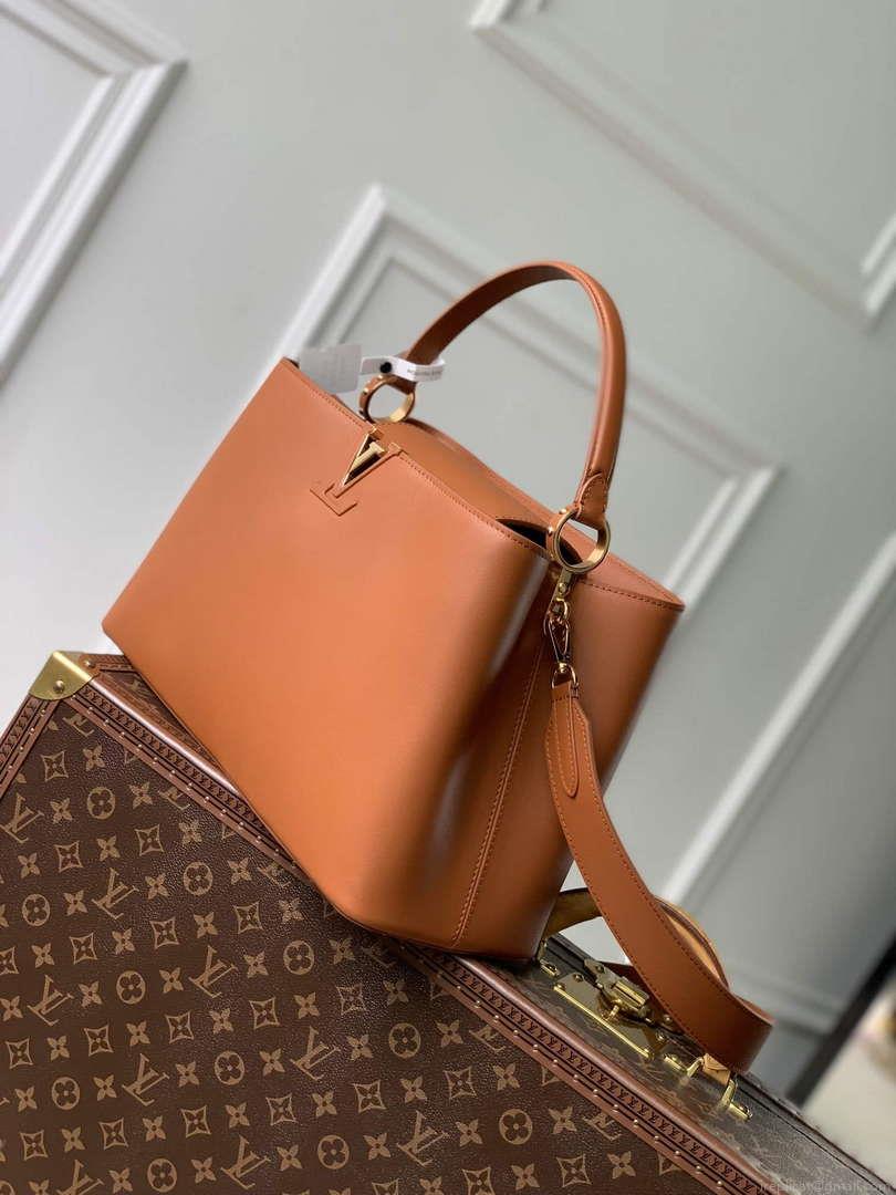 LV M24879 Louis Vuitton Capucines GM Souple Handbag Cognac