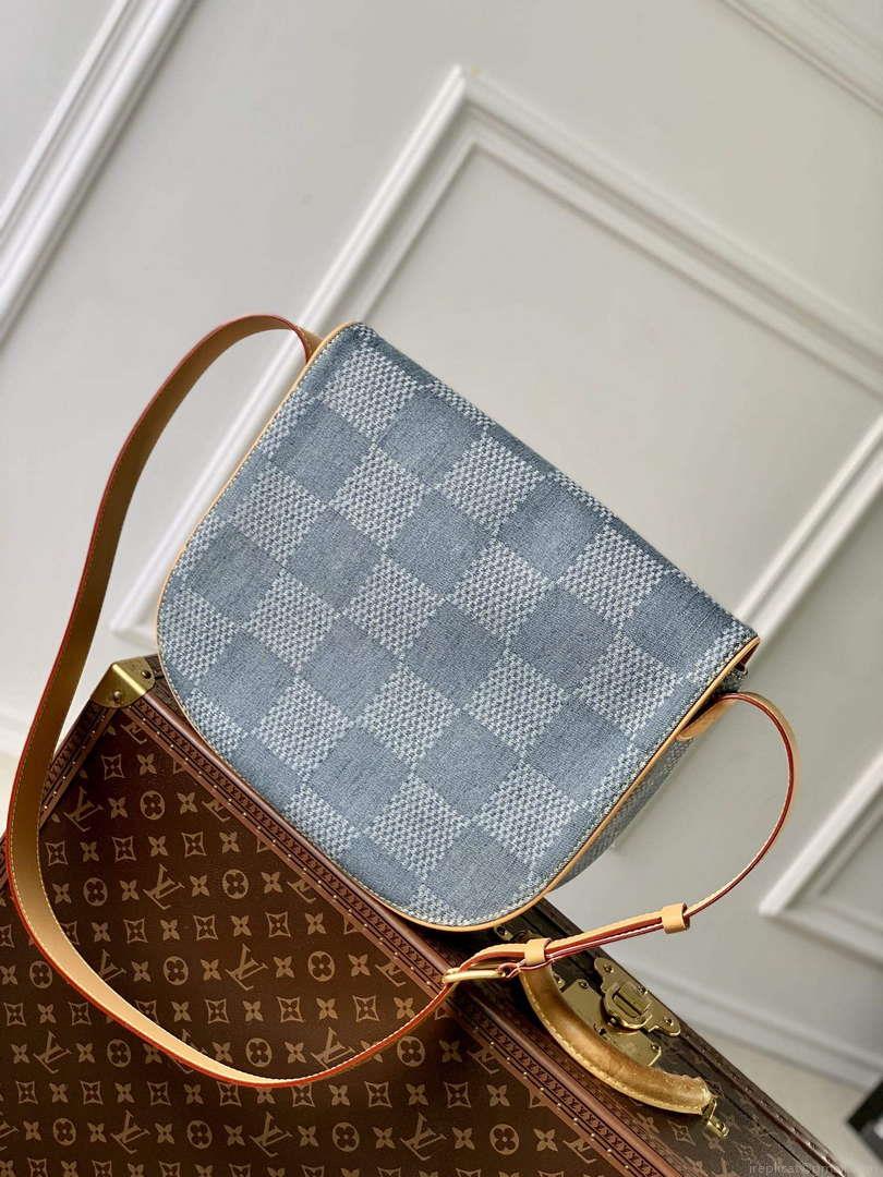 LV N40743 Louis Vuitton Montsouris Messenger MM Damier Cross-body Bag Blue