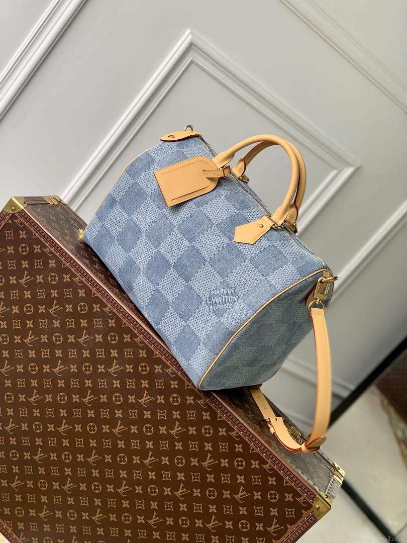 LV N40701 Louis Vuitton Speedy 40 Bandoulière Bag Blue