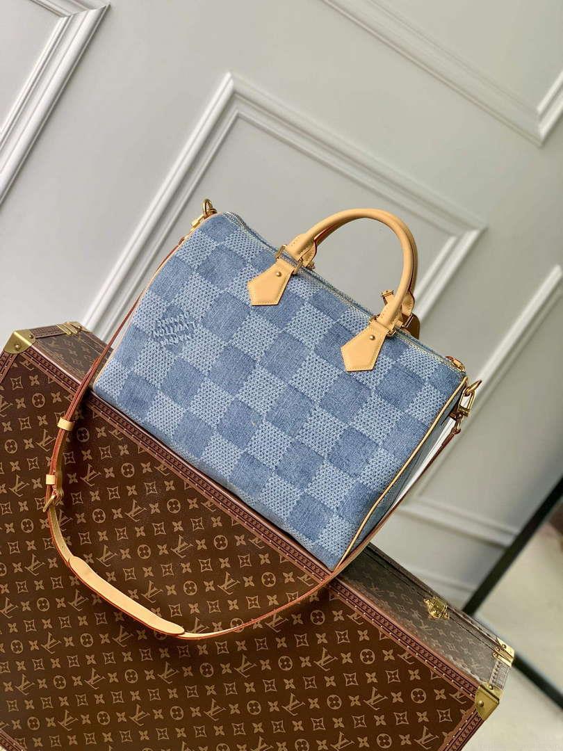 LV N40701 Louis Vuitton Speedy 40 Bandoulière Bag Blue