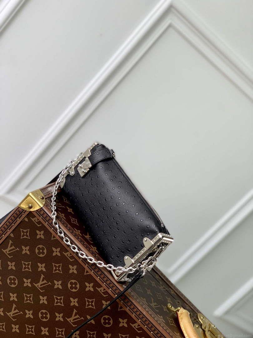 LV M25445 Louis Vuitton Slim Trunk Bag Ostrich Pattern Black
