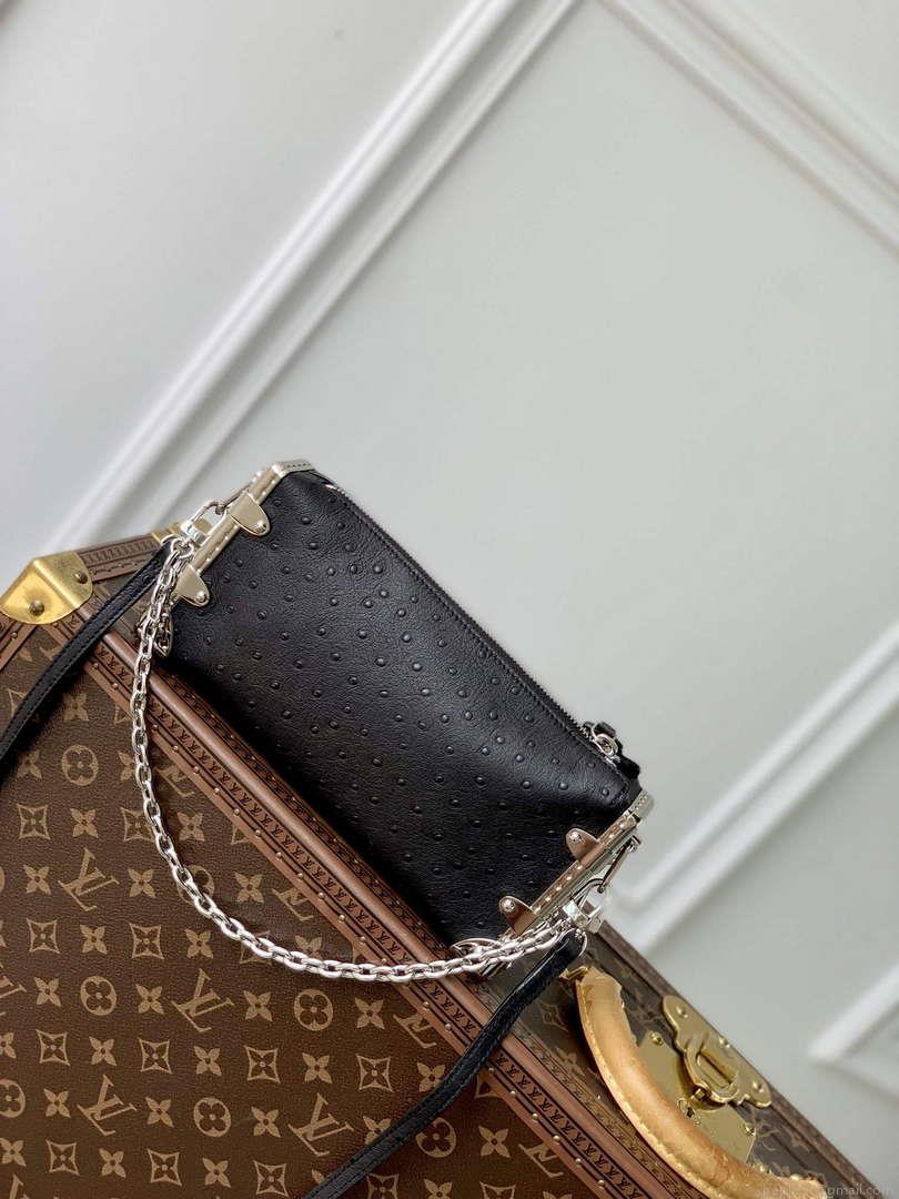 LV M25445 Louis Vuitton Slim Trunk Bag Ostrich Pattern Black