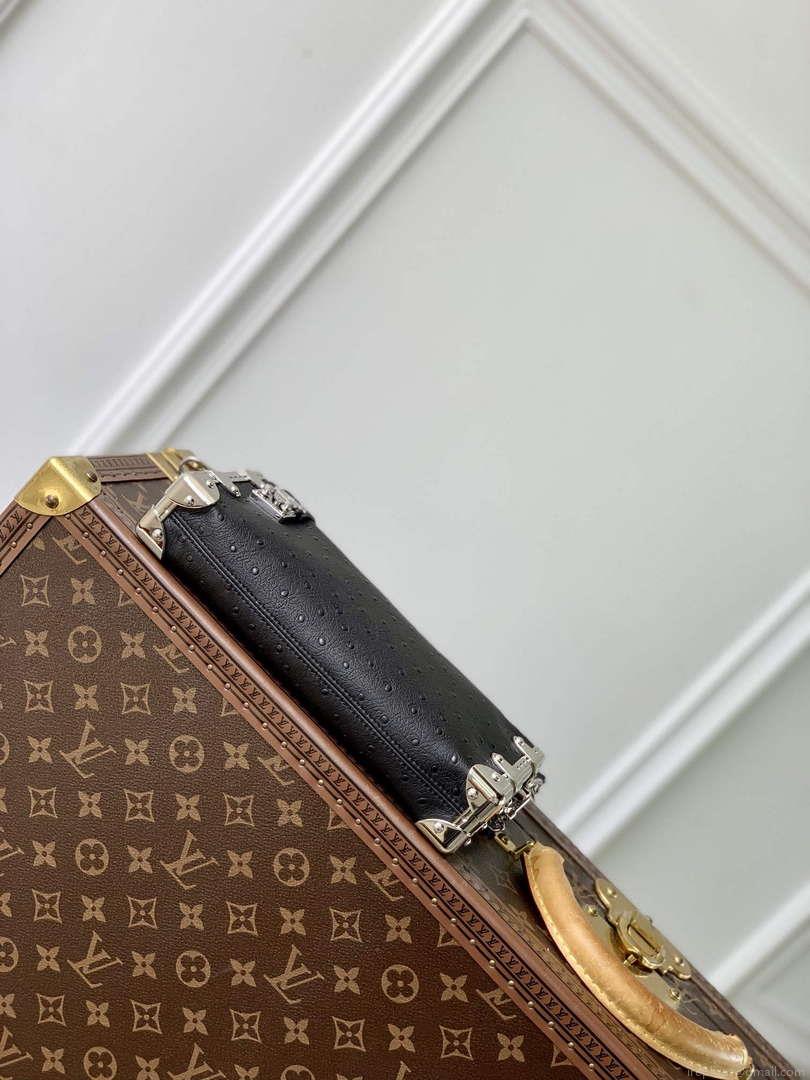 LV M25445 Louis Vuitton Slim Trunk Bag Ostrich Pattern Black