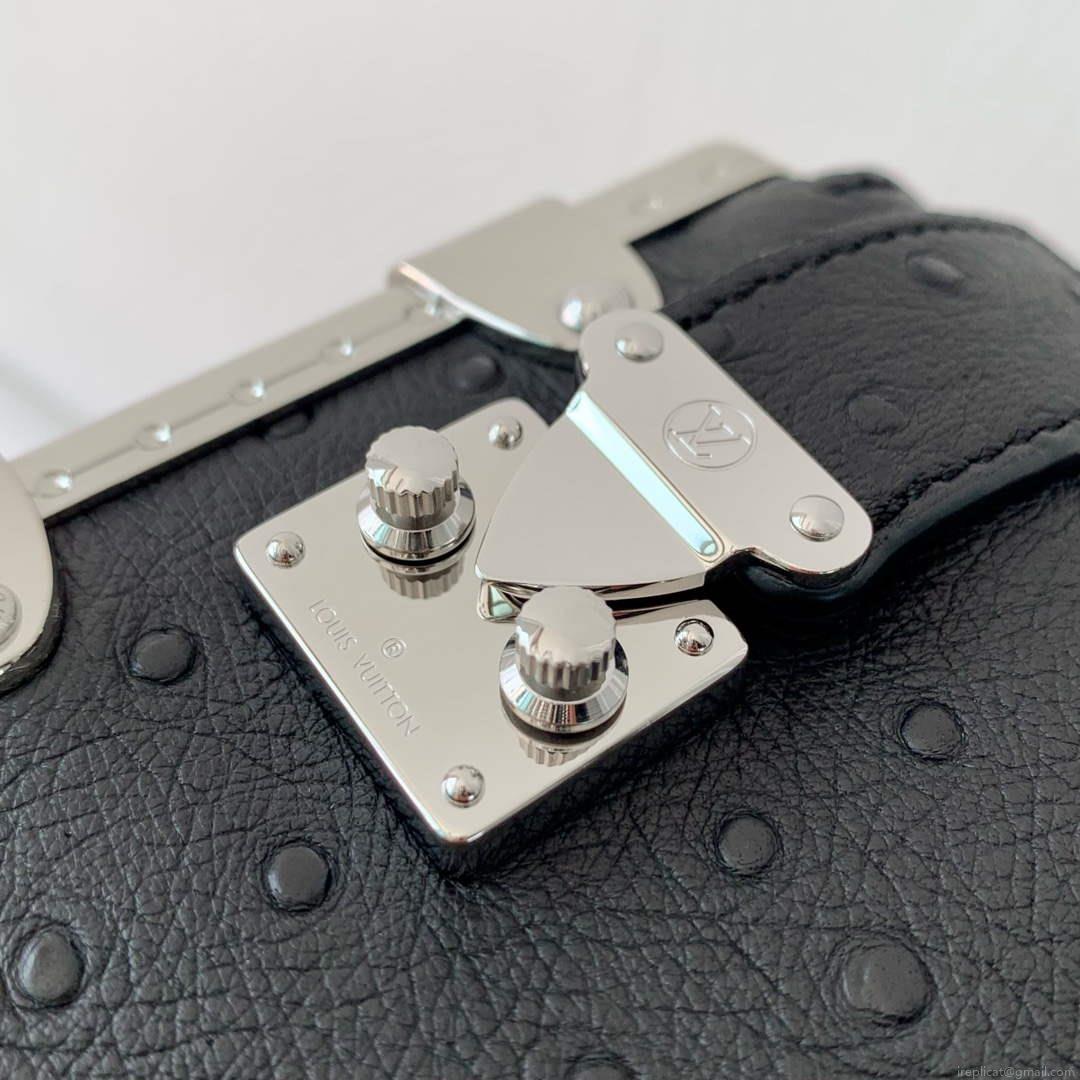 LV M25445 Louis Vuitton Slim Trunk Bag Ostrich Pattern Black