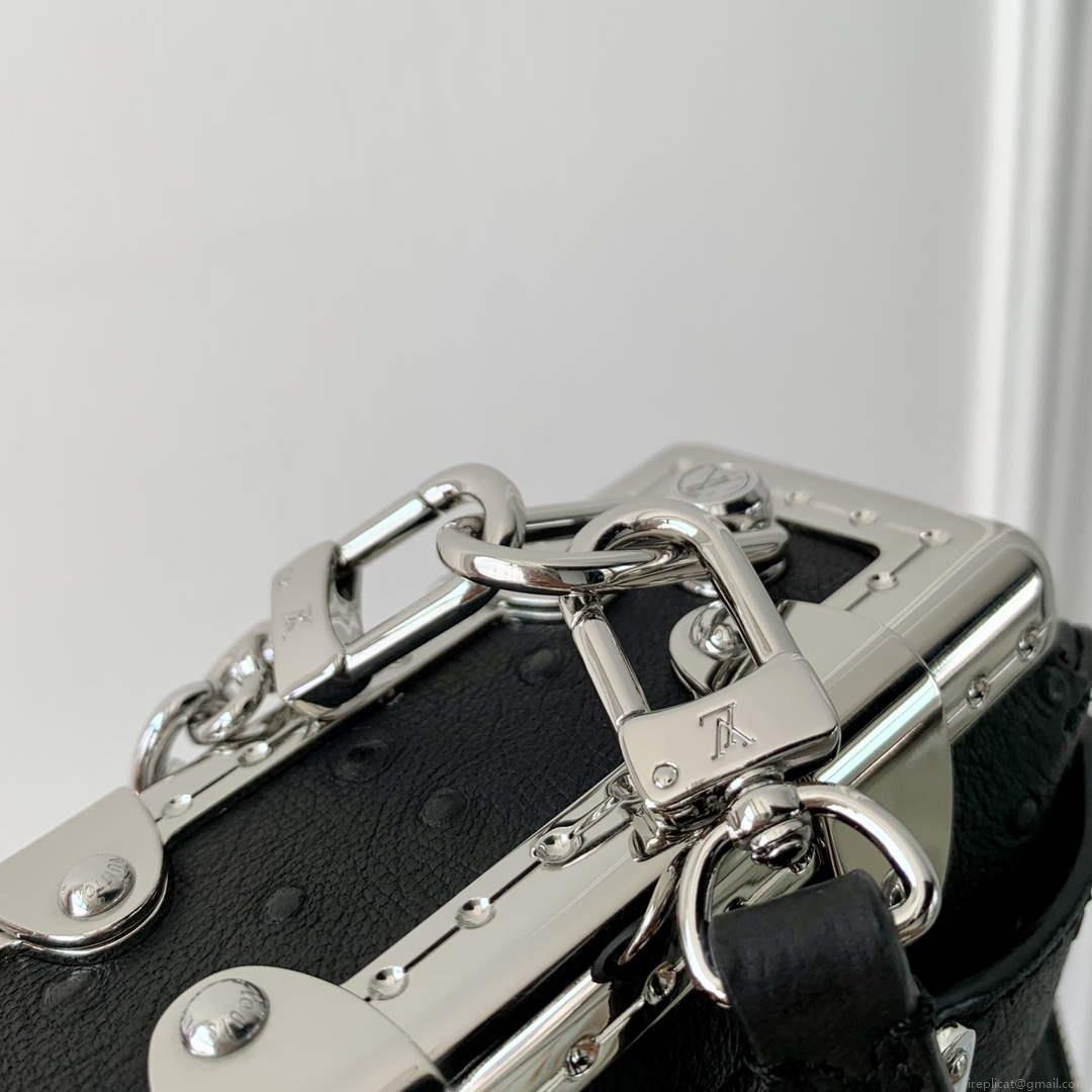 LV M25445 Louis Vuitton Slim Trunk Bag Ostrich Pattern Black
