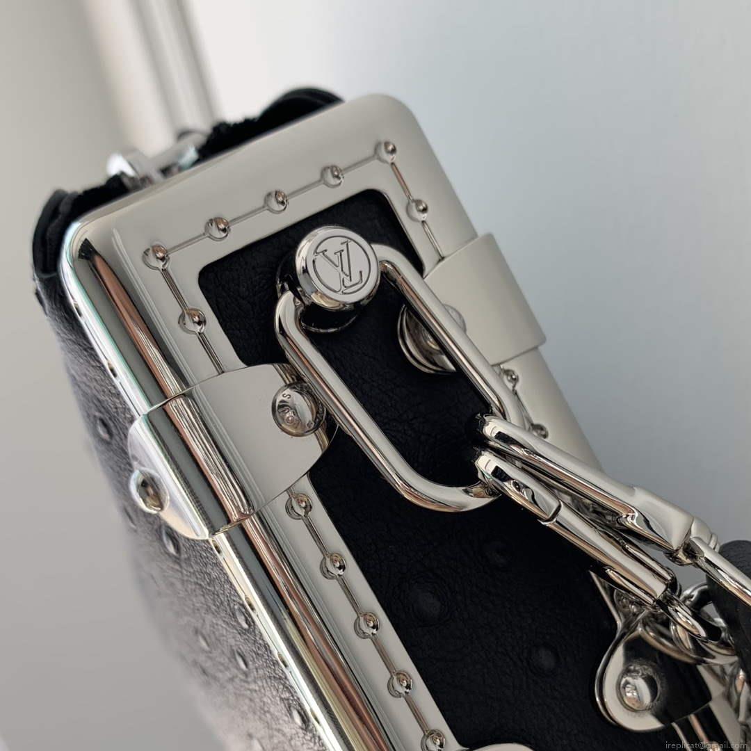 LV M25445 Louis Vuitton Slim Trunk Bag Ostrich Pattern Black