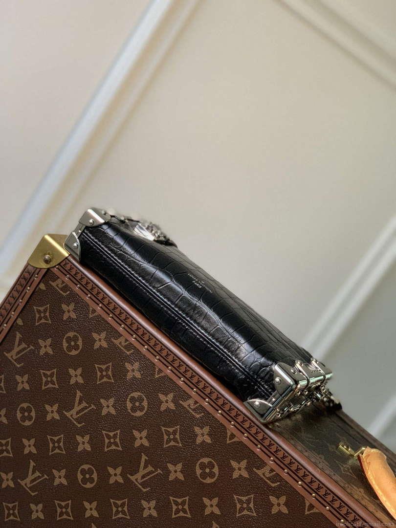LV M25445 Louis Vuitton Slim Trunk Bag Crocodile Pattern Black