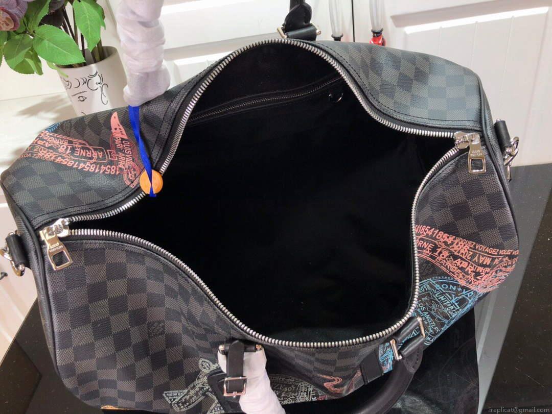 LV N45281 Louis Vuitton Keepall 50B Travel Bag Black