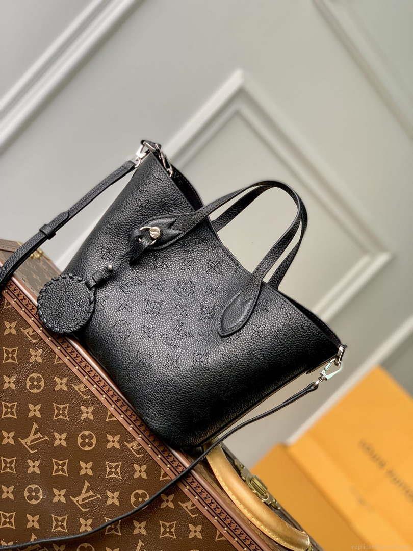 LV M21848 Louis Vuitton Blossom PM Mahina Tote Bag Black