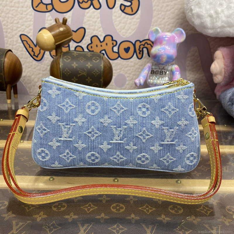 LV M83532 Louis Vuitton Liv Pochette Monogram Denim Bag Sky Blue