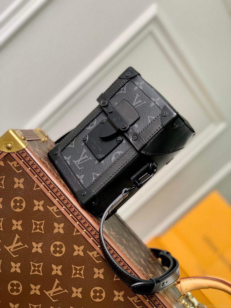 LV M82077 Louis Vuitton Vertical Trunk Wearable Wallet Black Flowers