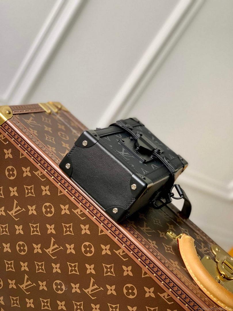 LV M82077 Louis Vuitton Vertical Trunk Wearable Wallet Black Flowers