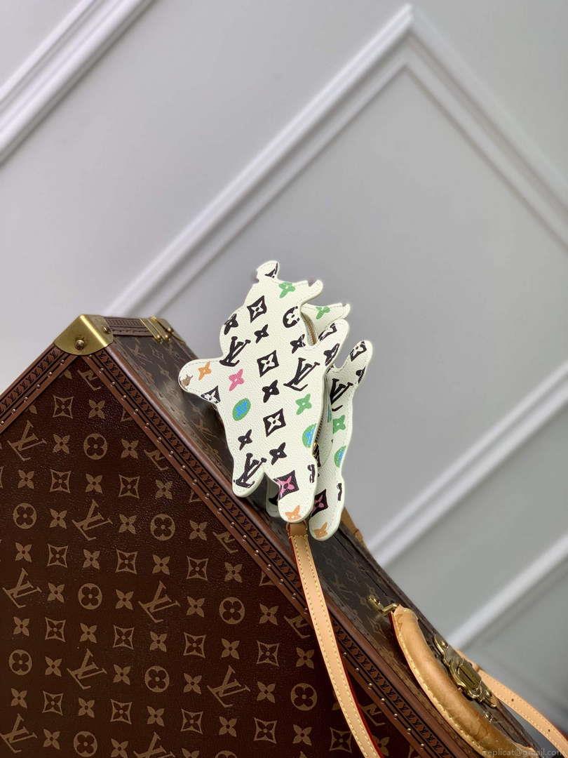 LV M83342 Louis Vuitton Playful Dog On Strap Wearable Wallet White