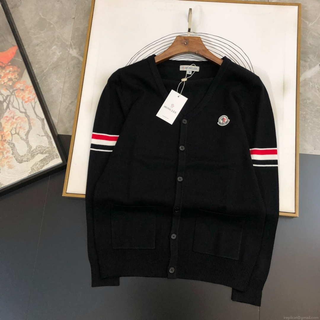 Moncler Men’s H10919C00021 Designer Logo Wool Blend Cardigans Sweater M70013