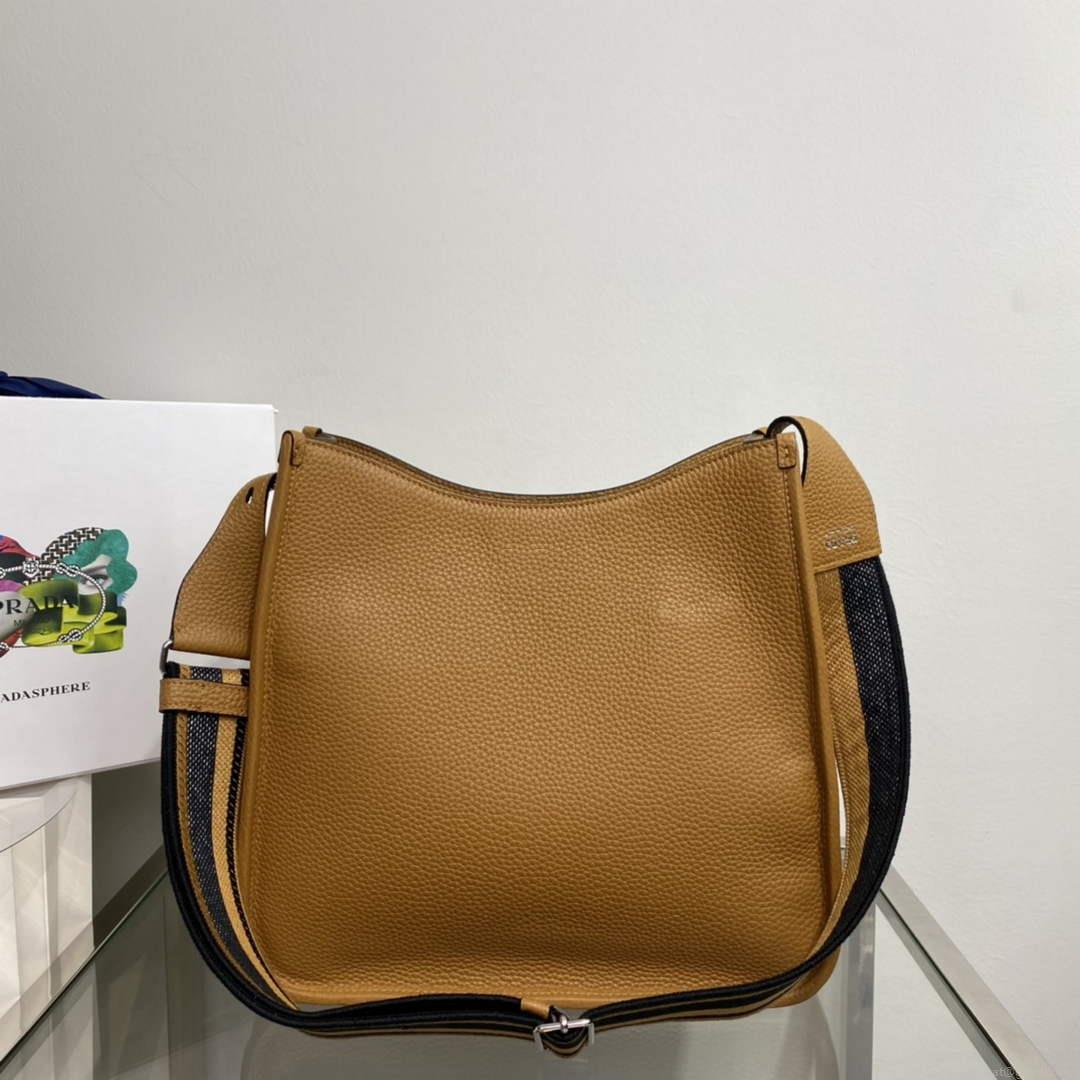 Prada Leather hobo bag 1BC073 Tan