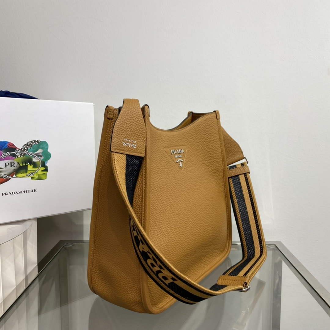 Prada Leather hobo bag 1BC073 Tan