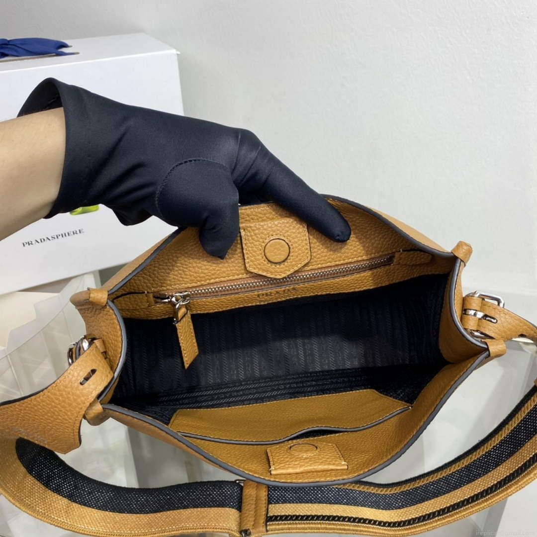 Prada Leather hobo bag 1BC073 Tan