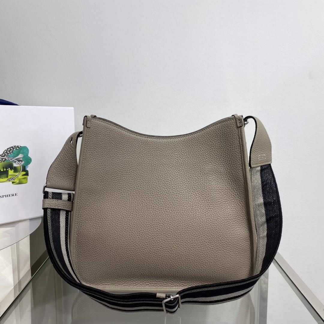 Prada Leather hobo bag 1BC073 Clay Gray
