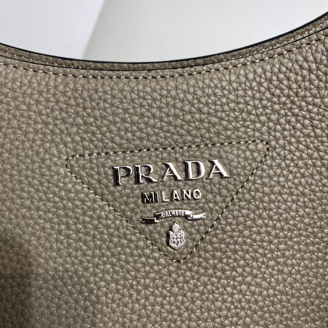Prada Leather hobo bag 1BC073 Clay Gray