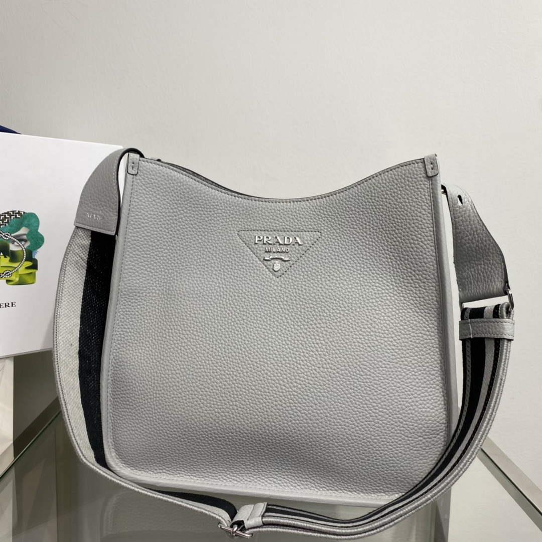Prada Leather hobo bag 1BC073 Gray