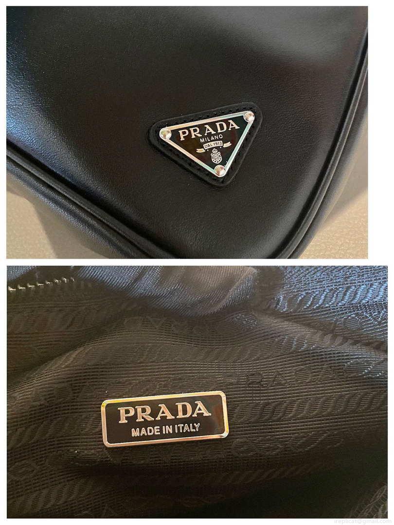 Prada 1NQ043 Triangle leather pouch Black
