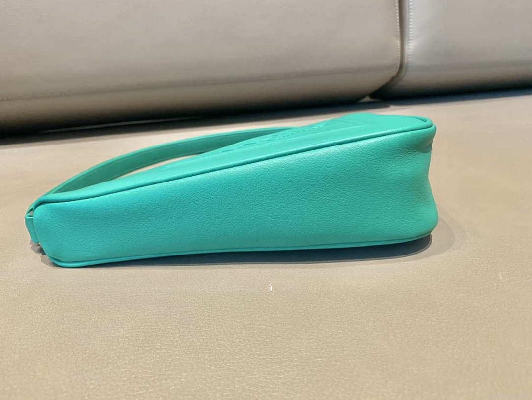 Prada 1NQ043 Triangle leather pouch Lake Blue