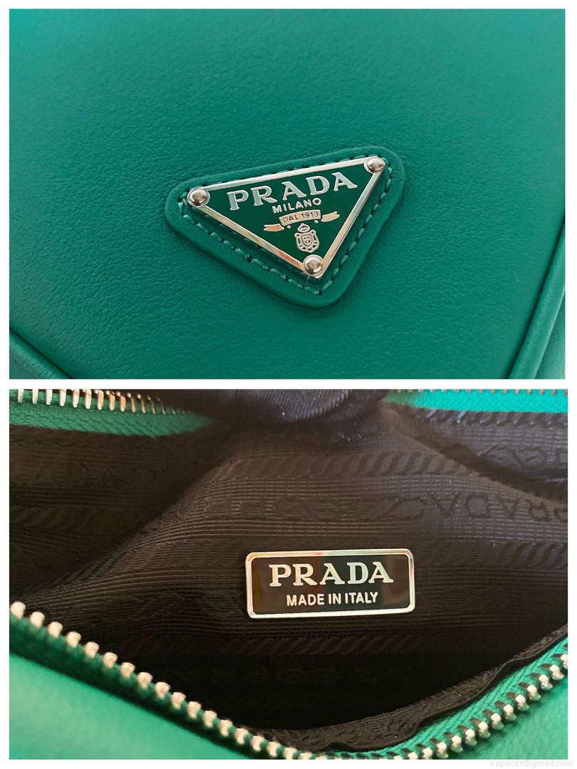 Prada 1NQ043 Triangle leather pouch Lake Blue