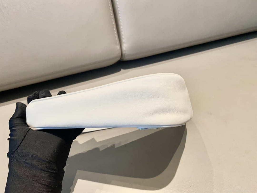 Prada 1NQ043 Triangle leather pouch White
