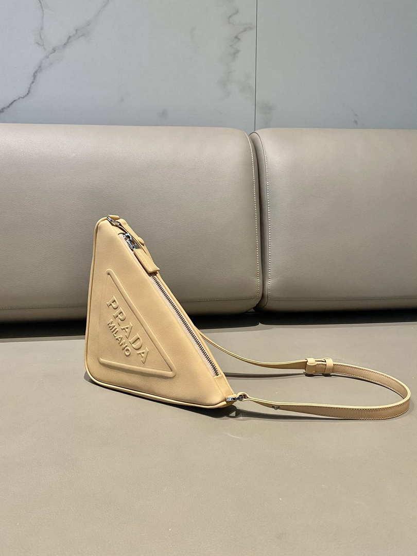 Prada 1NQ043 Triangle leather pouch Apricot