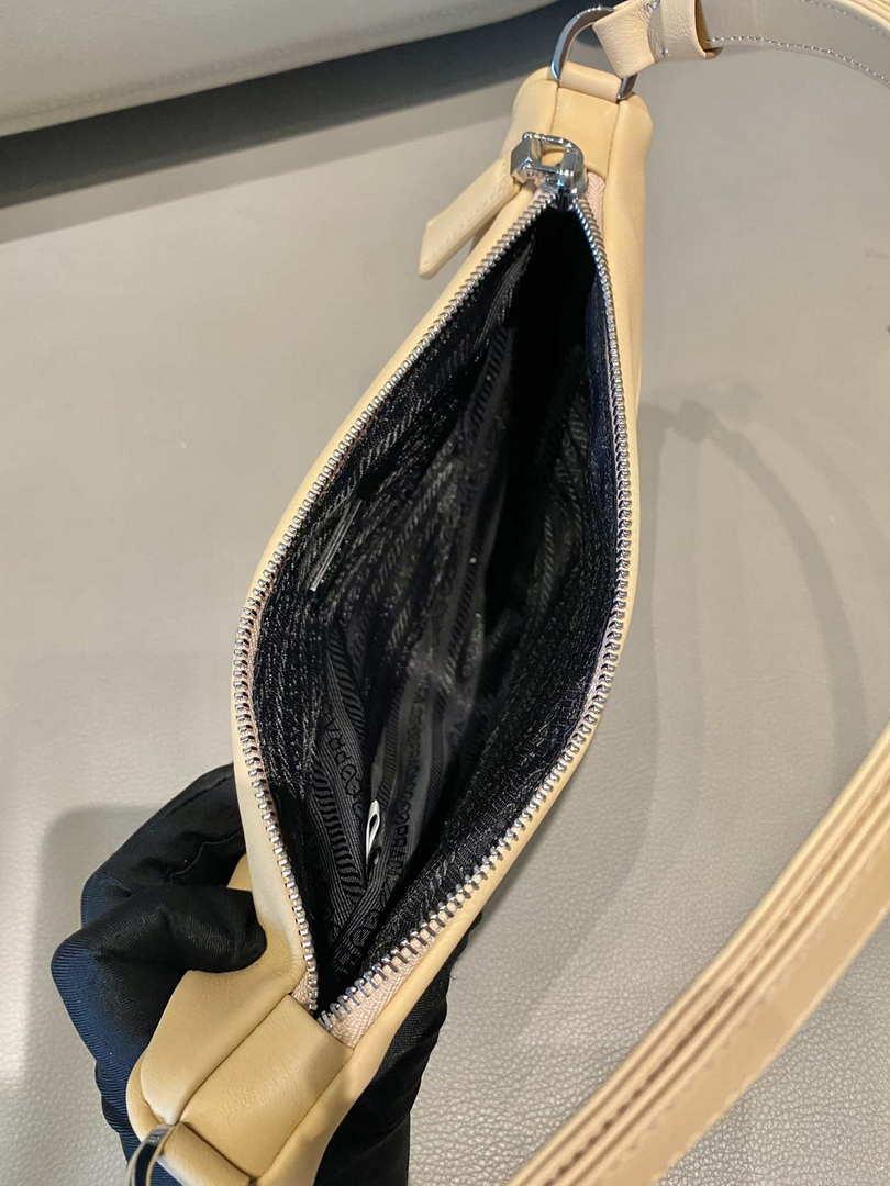 Prada 1NQ043 Triangle leather pouch Apricot