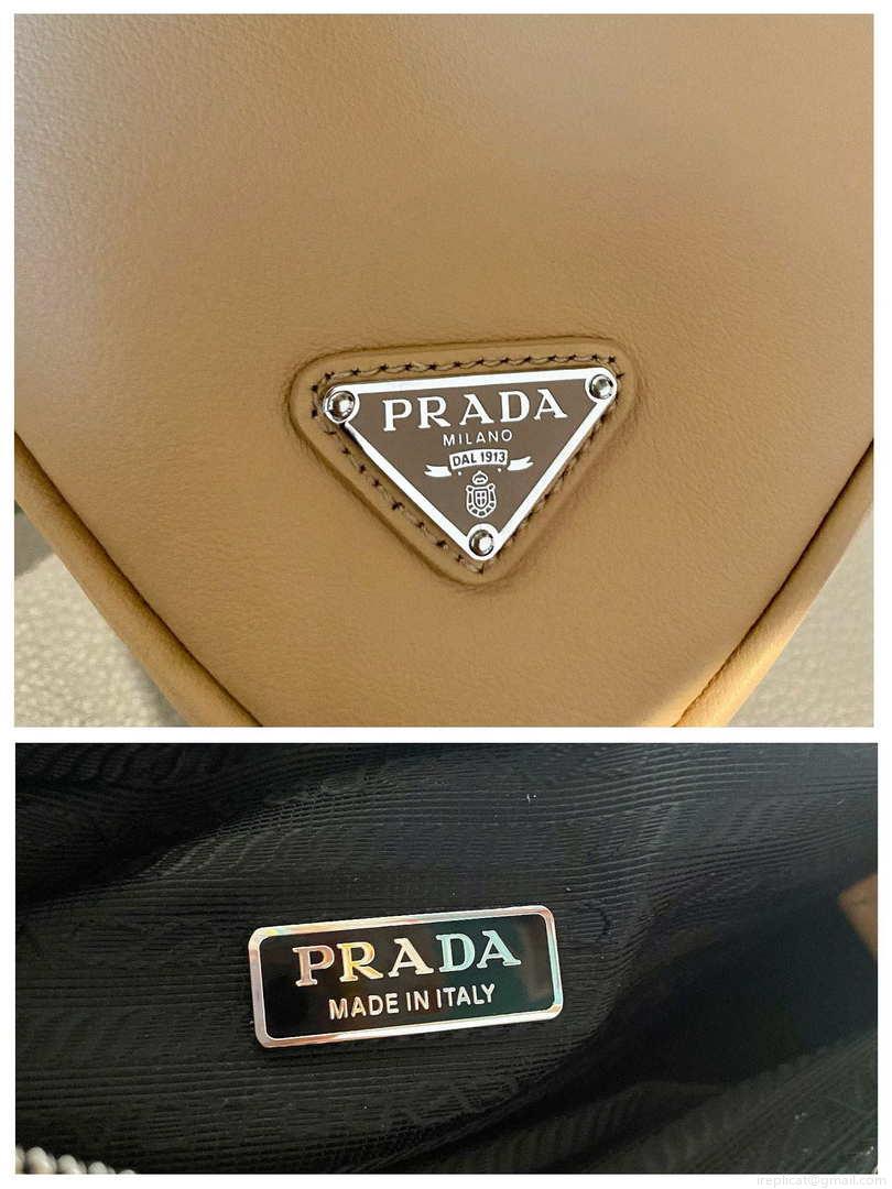 Prada 1NQ043 Triangle leather pouch Apricot