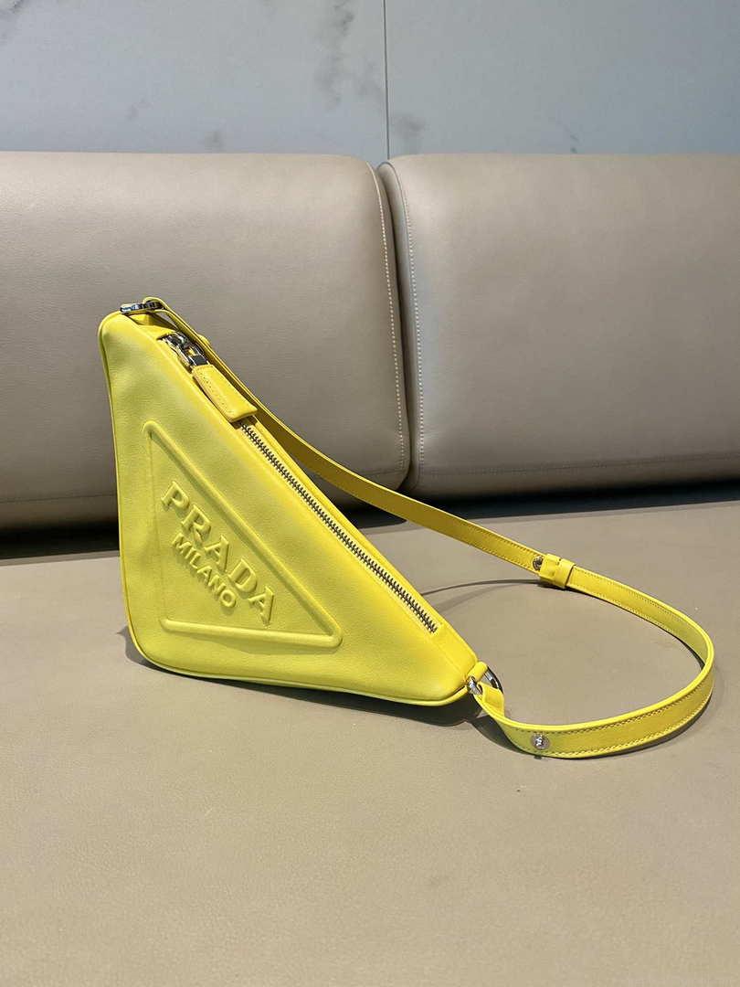 Prada 1NQ043 Triangle leather pouch Yellow