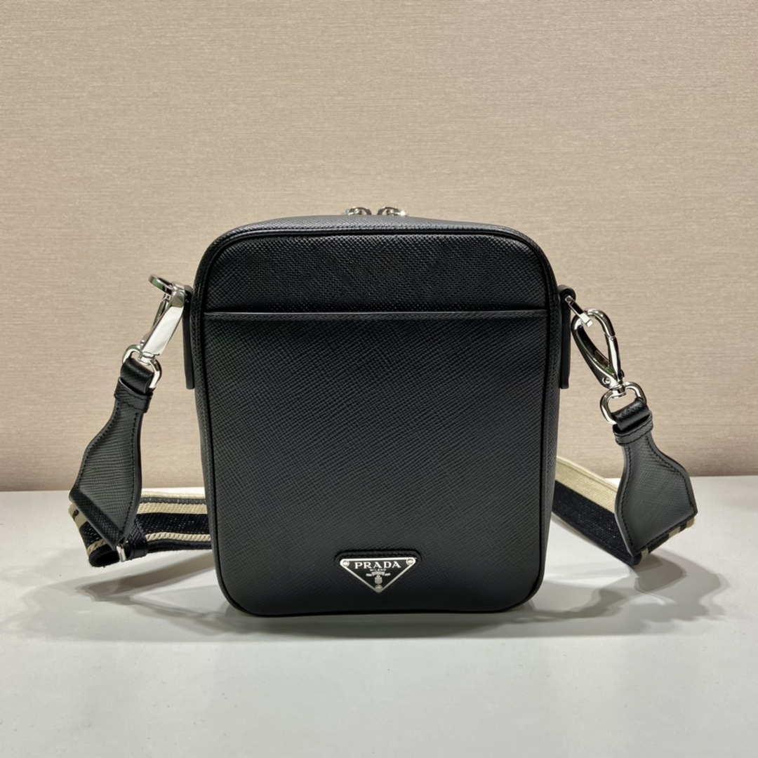 Prada 2VH154 Saffiano leather shoulder bag Black