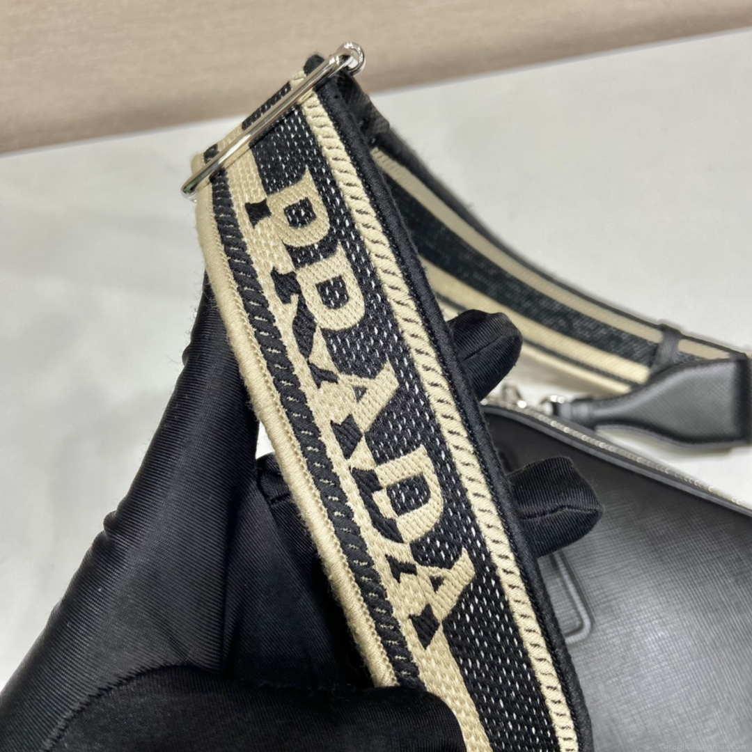 Prada 2VH154 Saffiano leather shoulder bag Black