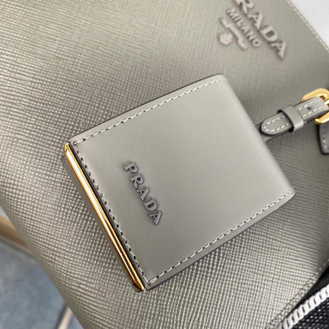 Prada 1BA156 Small Saffiano Leather Prada Monochrome Bag Slate Gray