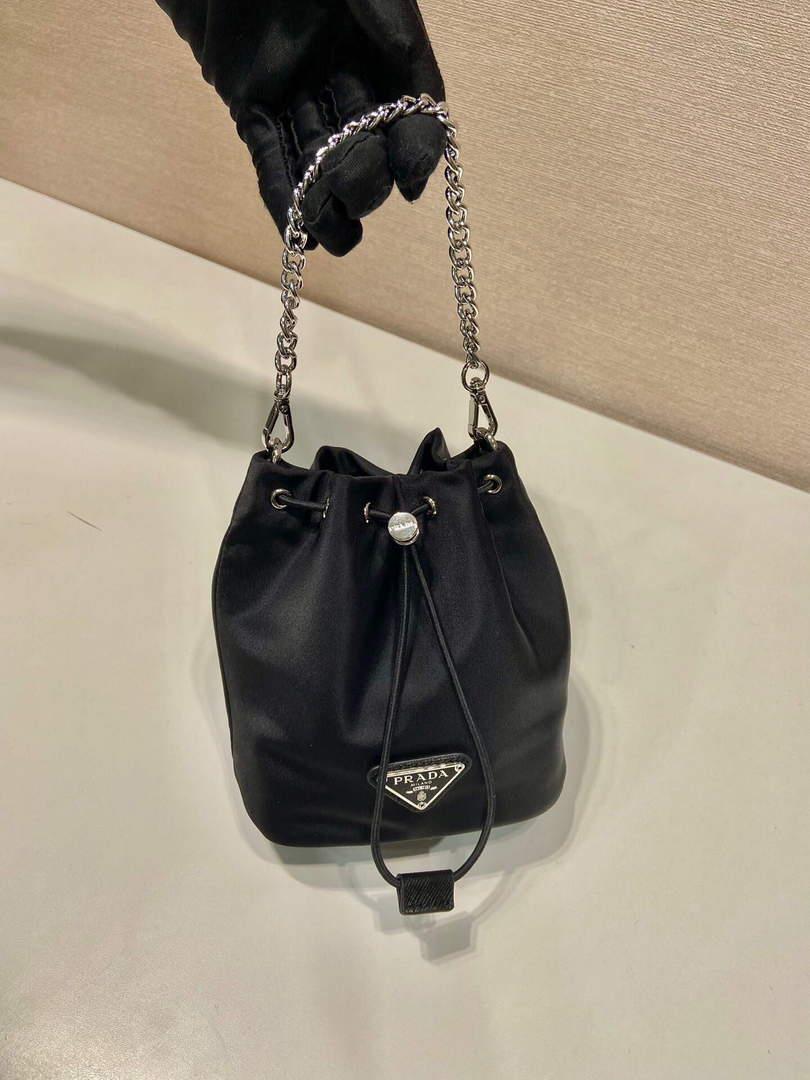 Prada 1BH112 imported nylon mini bucket bag Black