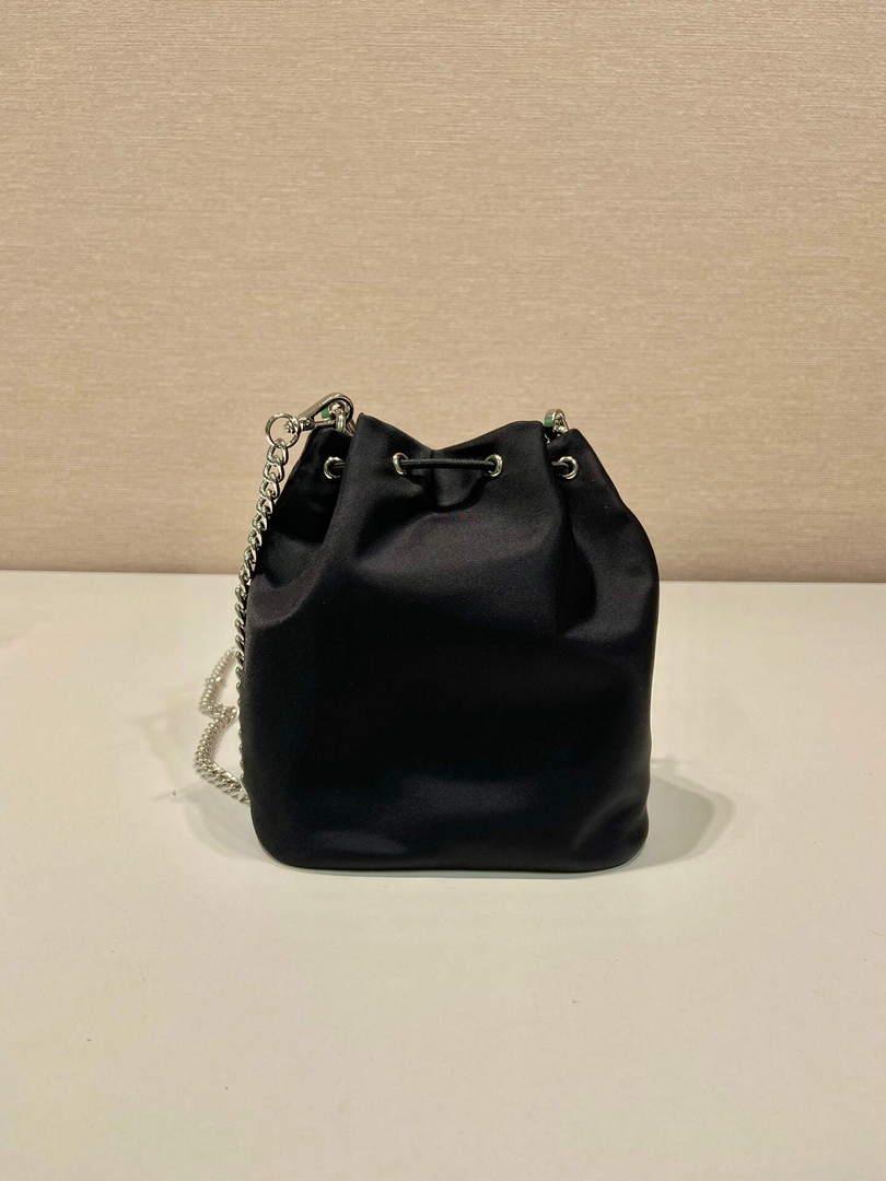Prada 1BH112 imported nylon mini bucket bag Black