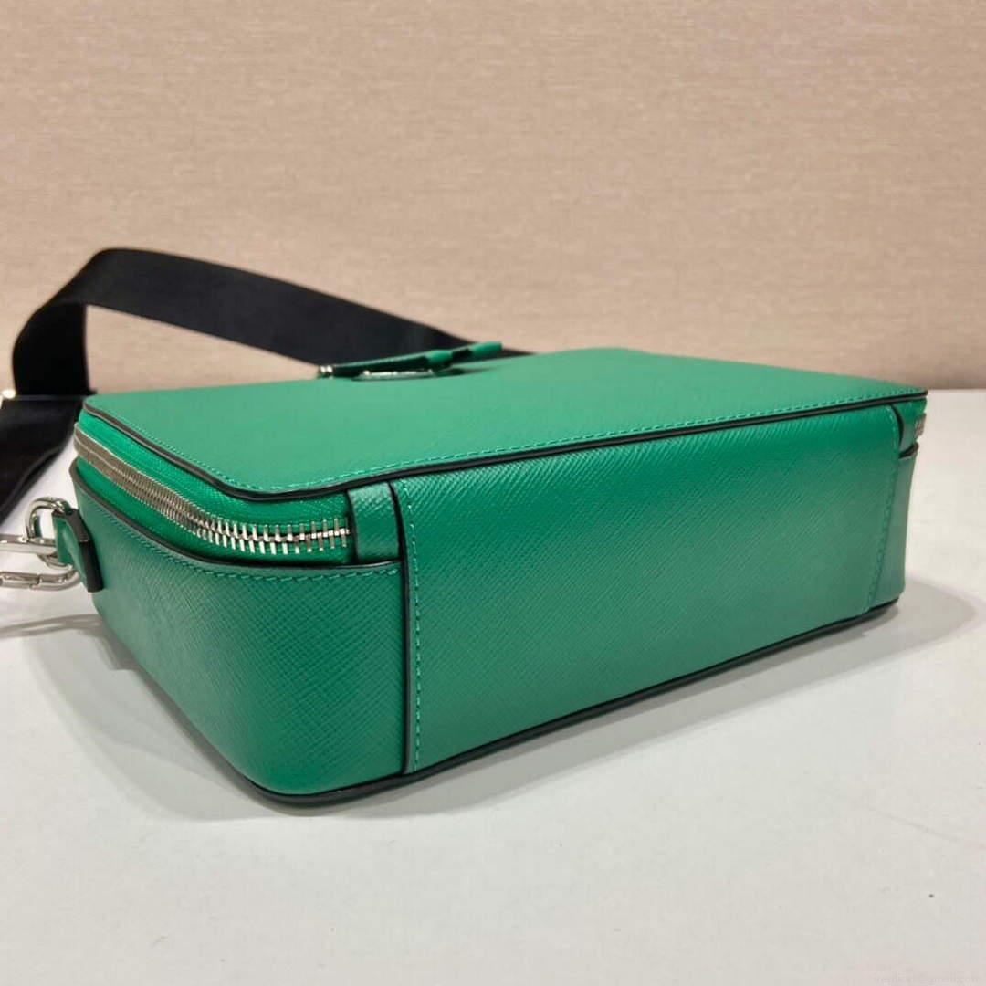Prada 2VH069 Brique Saffiano leather bag Mango green
