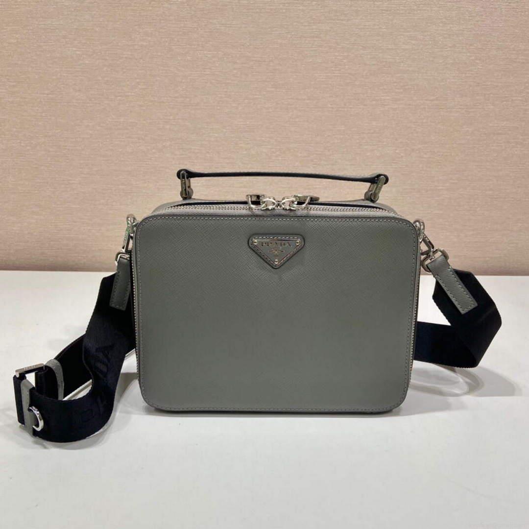 Prada 2VH069 Brique Saffiano leather bag Marble Gray