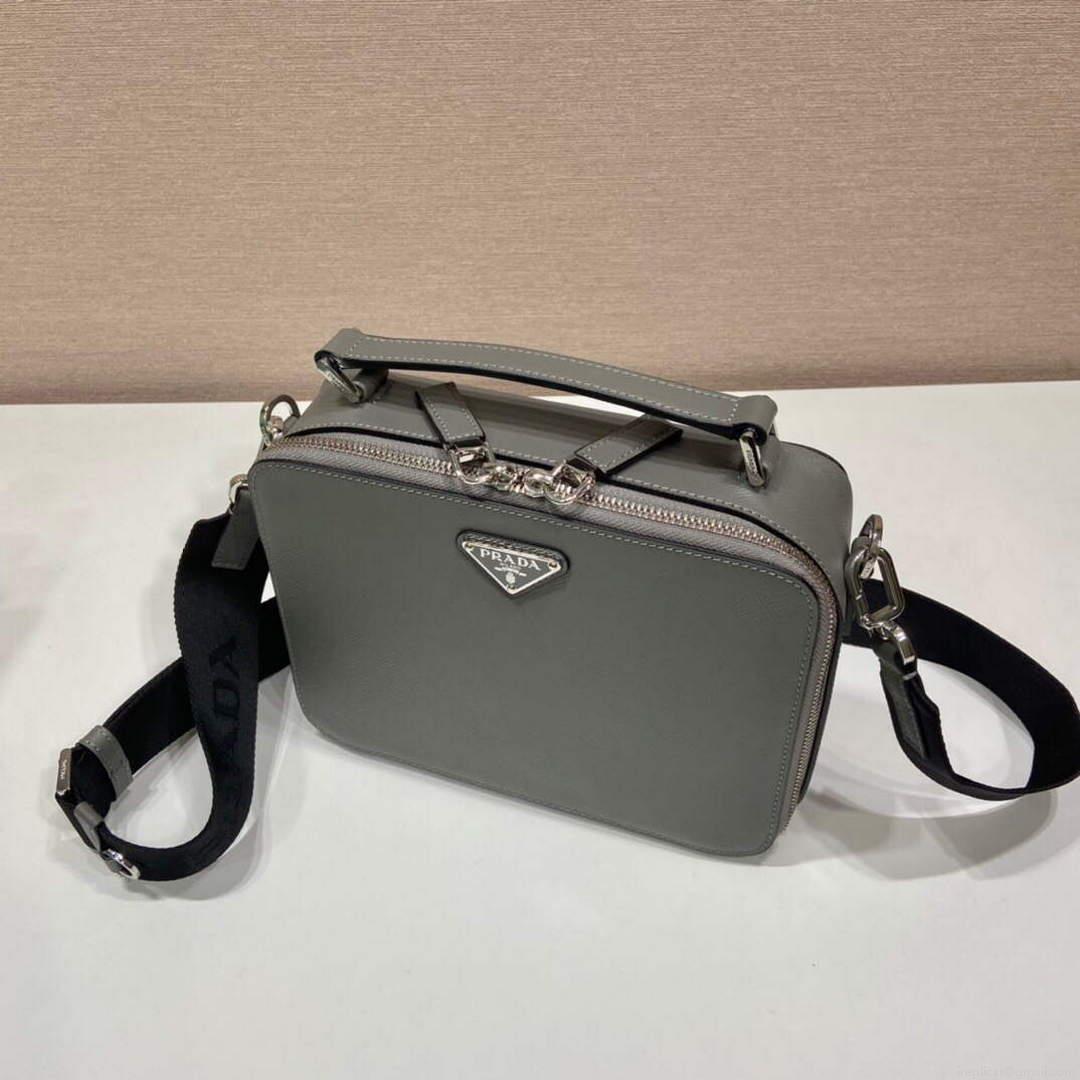Prada 2VH069 Brique Saffiano leather bag Marble Gray