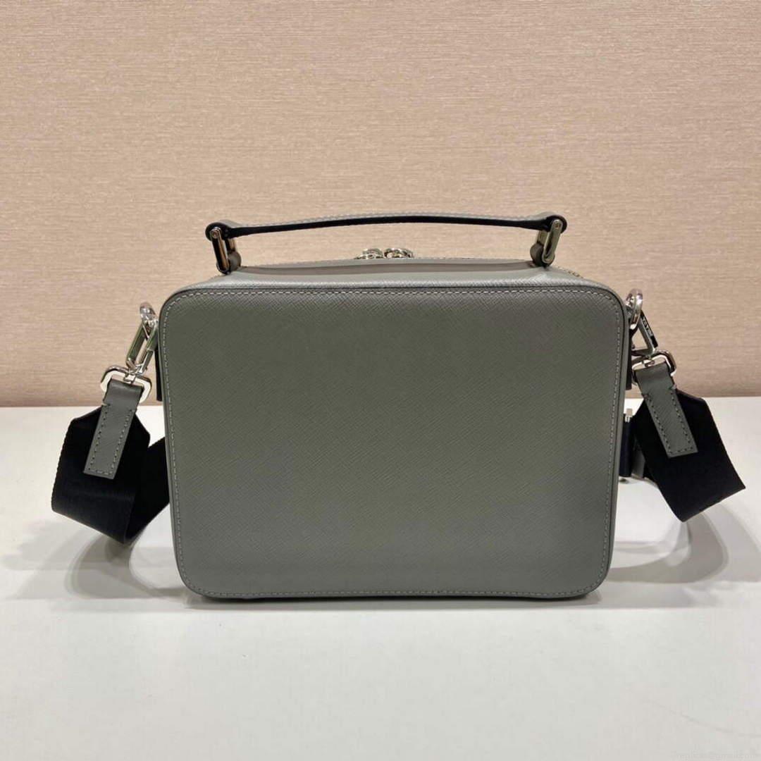 Prada 2VH069 Brique Saffiano leather bag Marble Gray