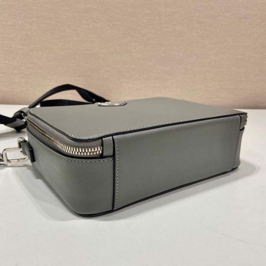 Prada 2VH069 Brique Saffiano leather bag Marble Gray