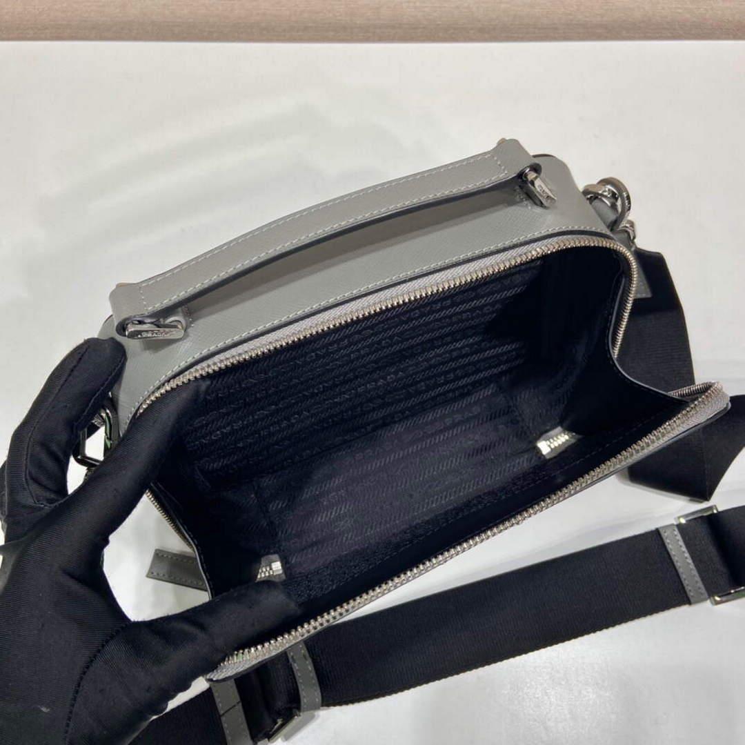 Prada 2VH069 Brique Saffiano leather bag Marble Gray