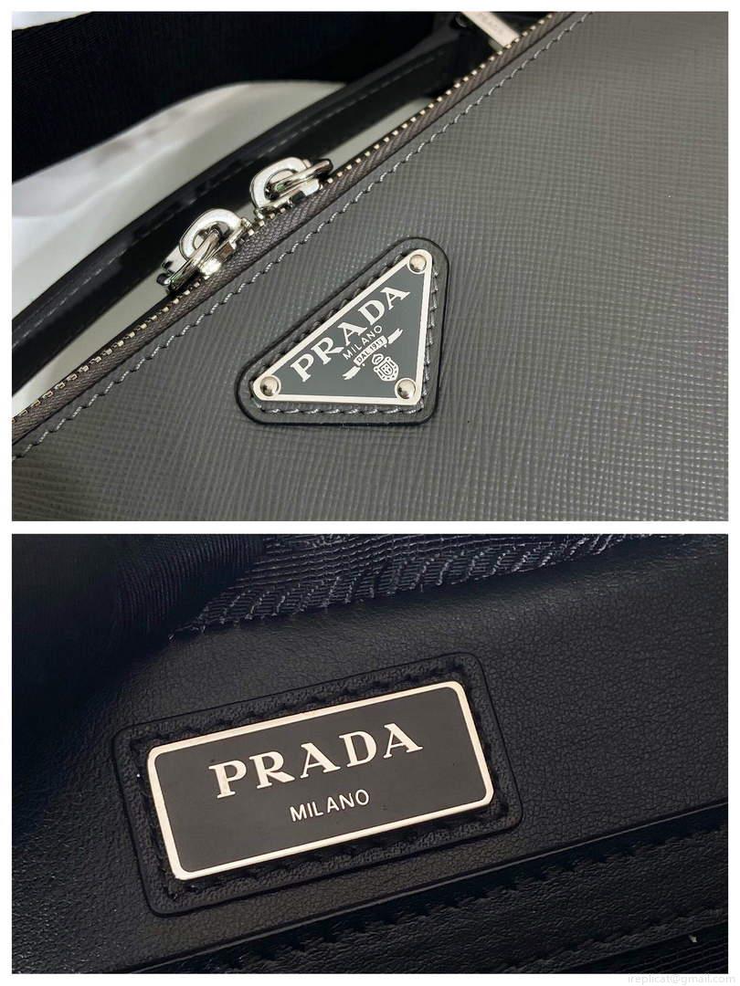 Prada 2VH069 Brique Saffiano leather bag Marble Gray