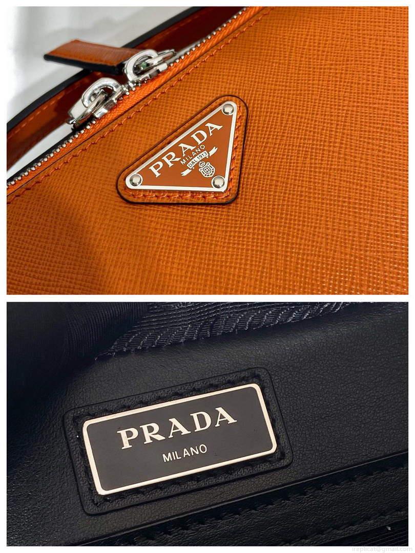 Prada 2VH069 Brique Saffiano leather bag Papaya